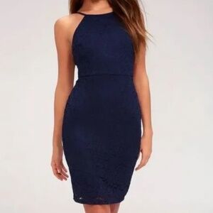 Lulus Navy Lace Mini Dress
